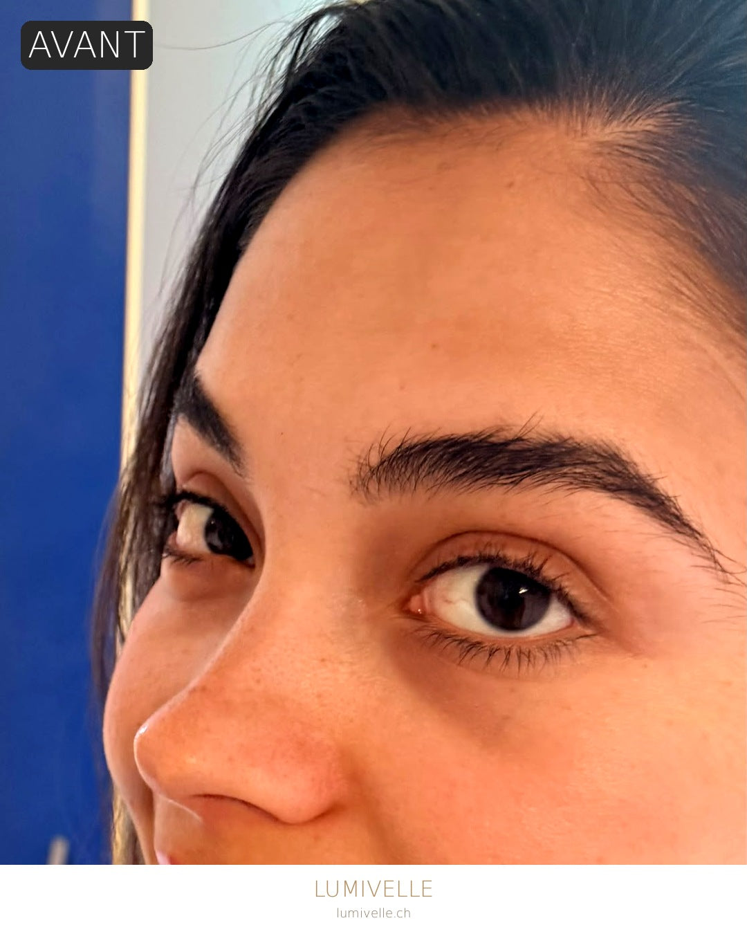 AVANT — cils naturels avant utilisation du Lumivelle Curl Pro